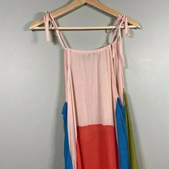 All Saints Aida Color Block Maxi Dress Size US 2 Sheer Boho Halter Tie Colorful - Picture 8 of 11
